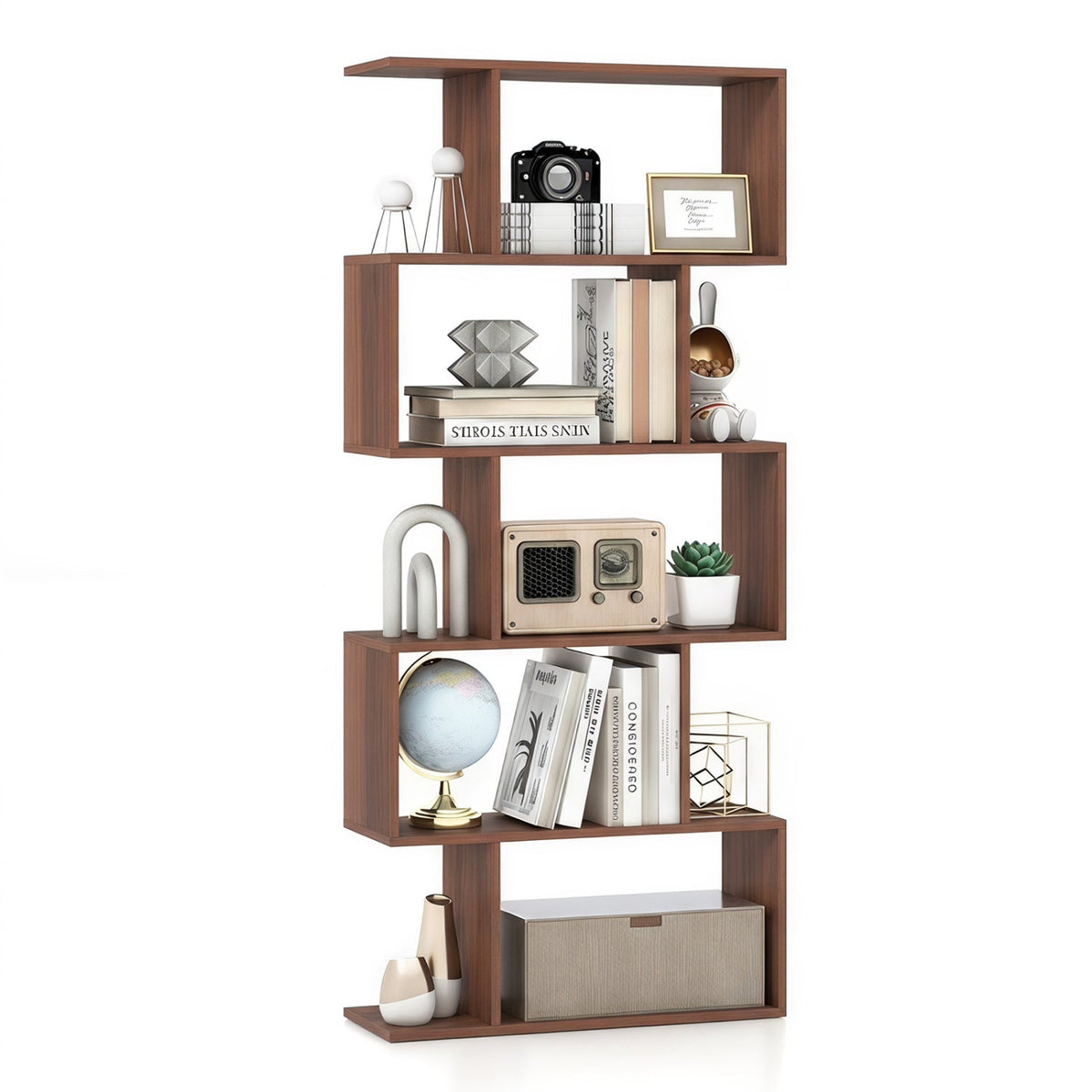 S-Shape Bookcase — Five Shelves