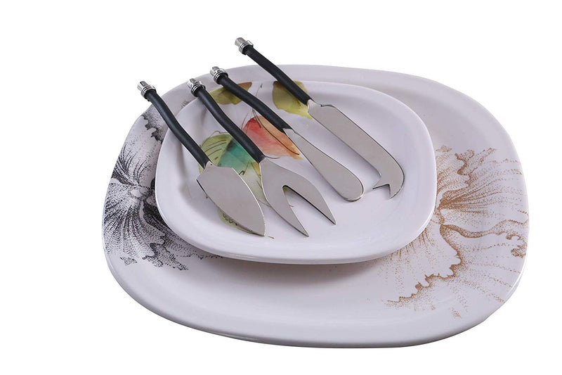 Black Curved-Handle Cheese Knives — Set of Four
