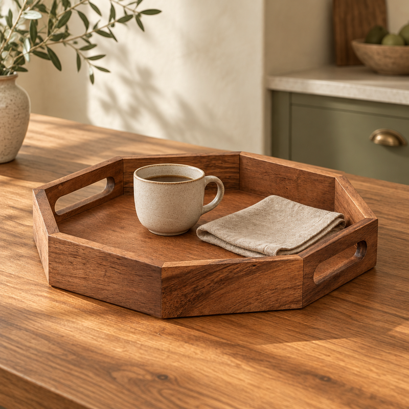 Octagonal Acacia Serving Tray