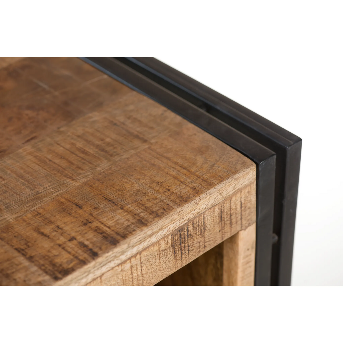 Reclaimed Mango Wood & Iron Side Table