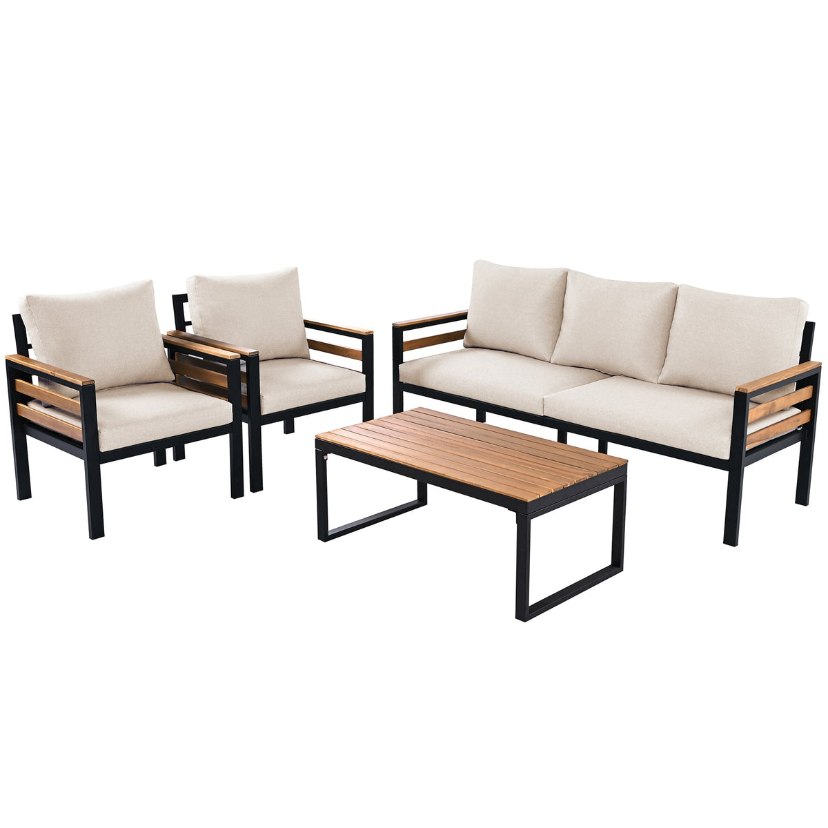 Acacia Accent Outdoor Sofa Set — Four Pieces