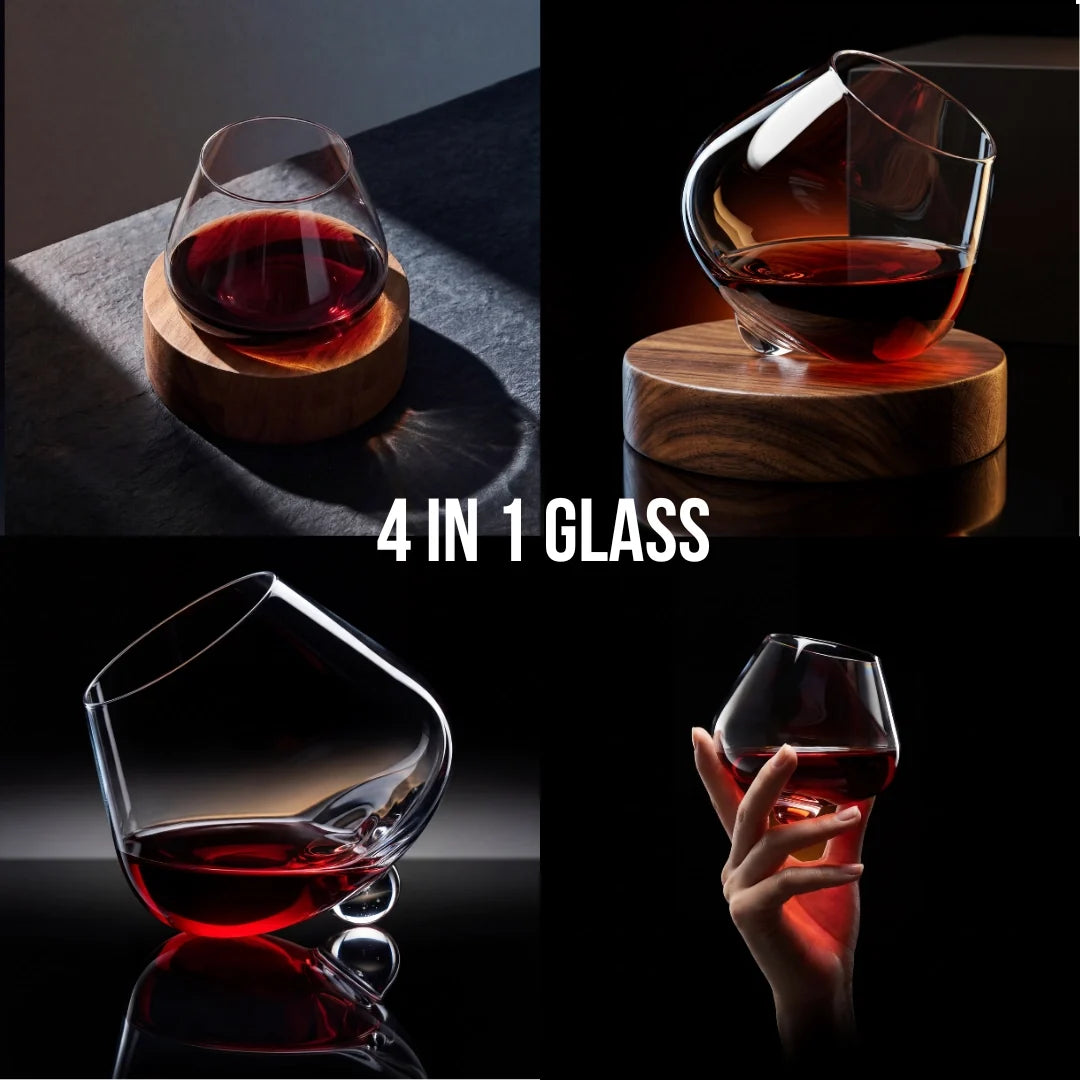 Kami Rotating Crystal Wine Glasses & Coasters