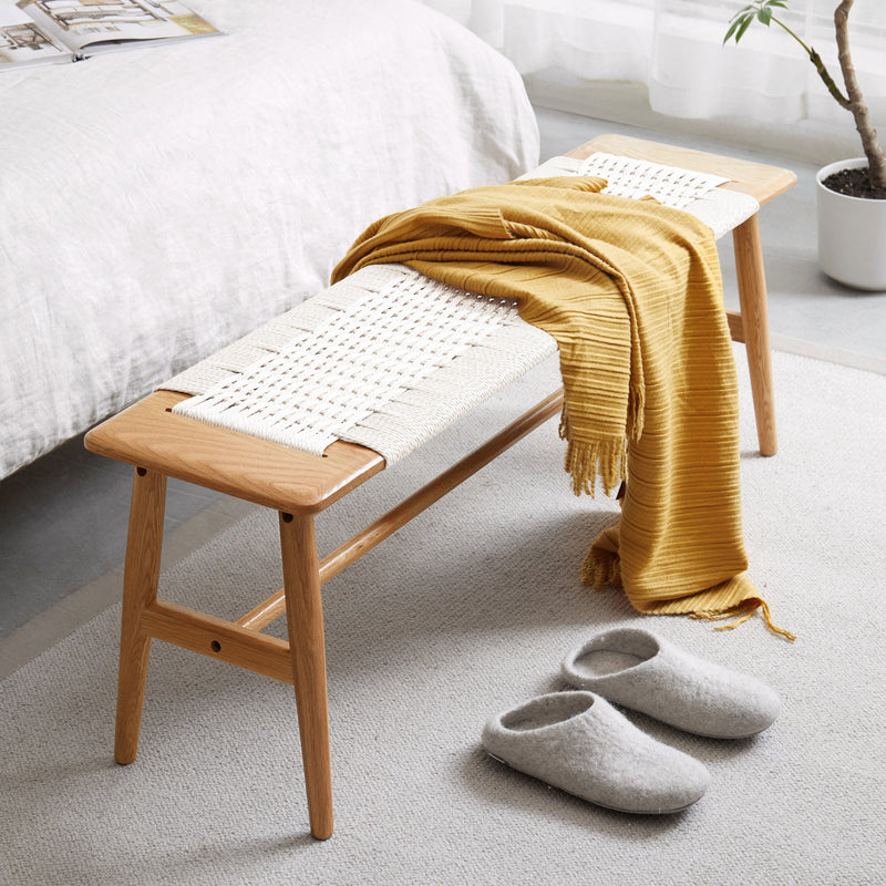 Oak & Cane Dining Bench