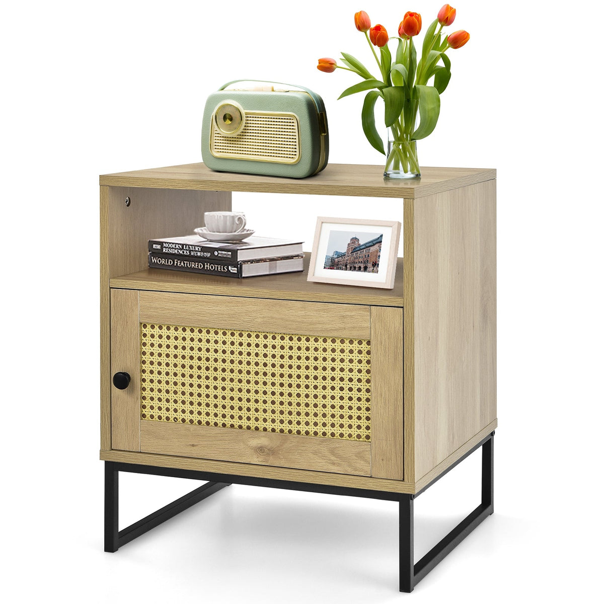 Rattan Door Side Table — Natural