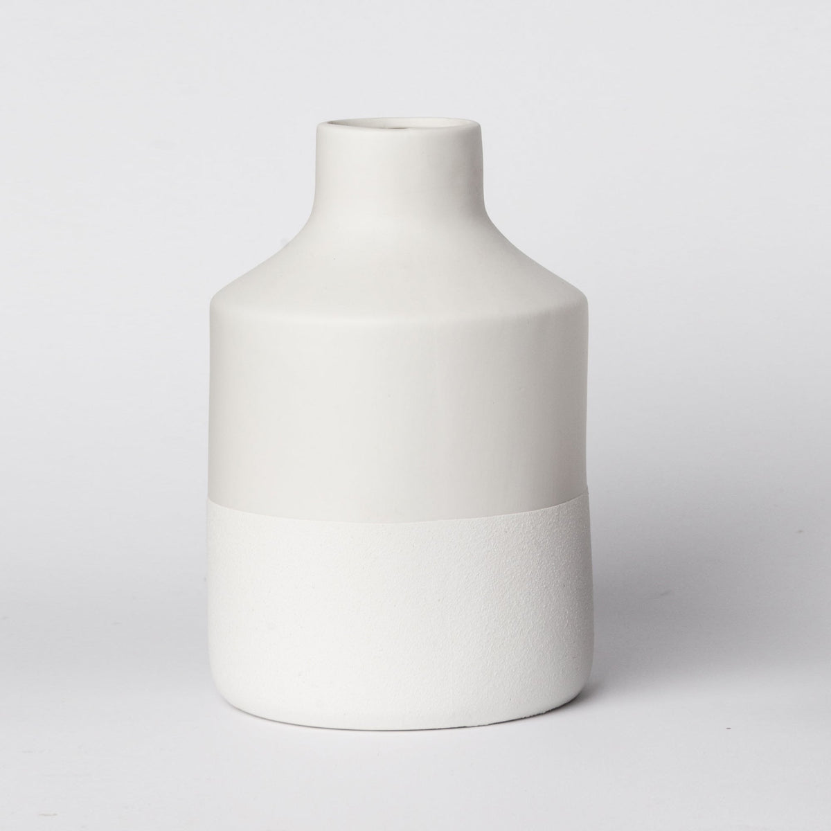 Matte Ceramic Vase — White & White