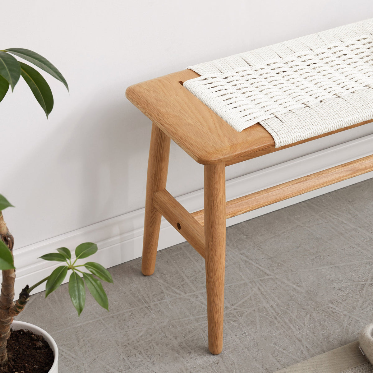 Oak & Cane Dining Bench