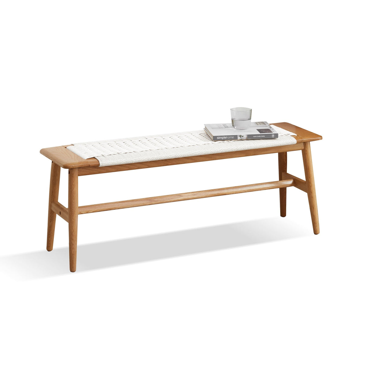 Oak & Cane Dining Bench — Default