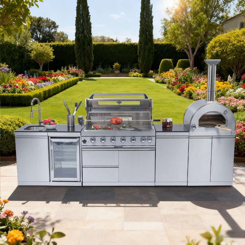 Stainless Steel Outdoor Kitchen with Pizza Oven
