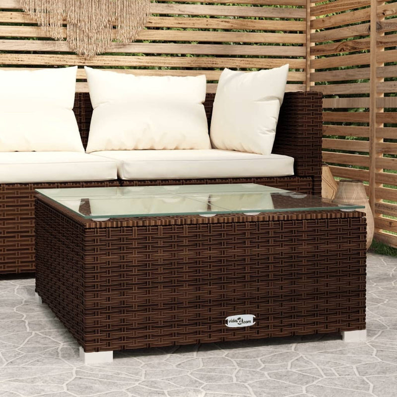 Brown Wicker Patio Coffee Table — 24 Inch