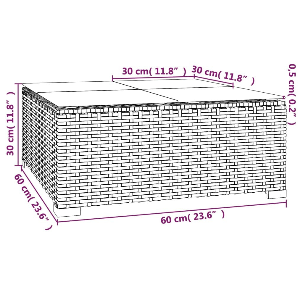 Brown Wicker Patio Coffee Table — 24 Inch
