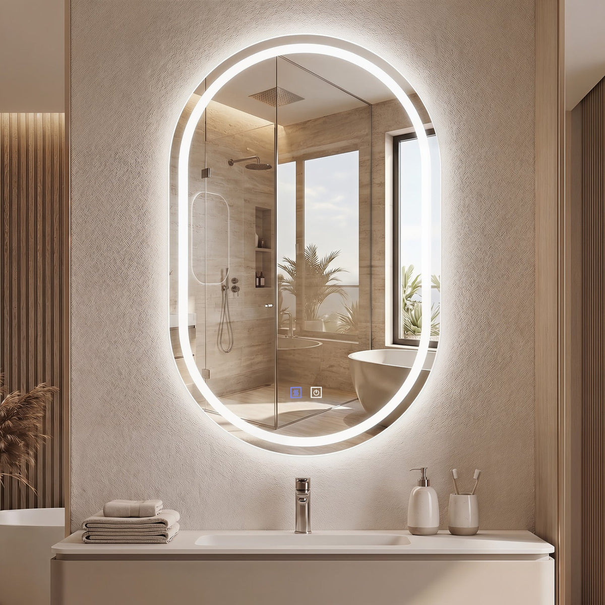 Oval LED Vanity Mirror — 32 × 20