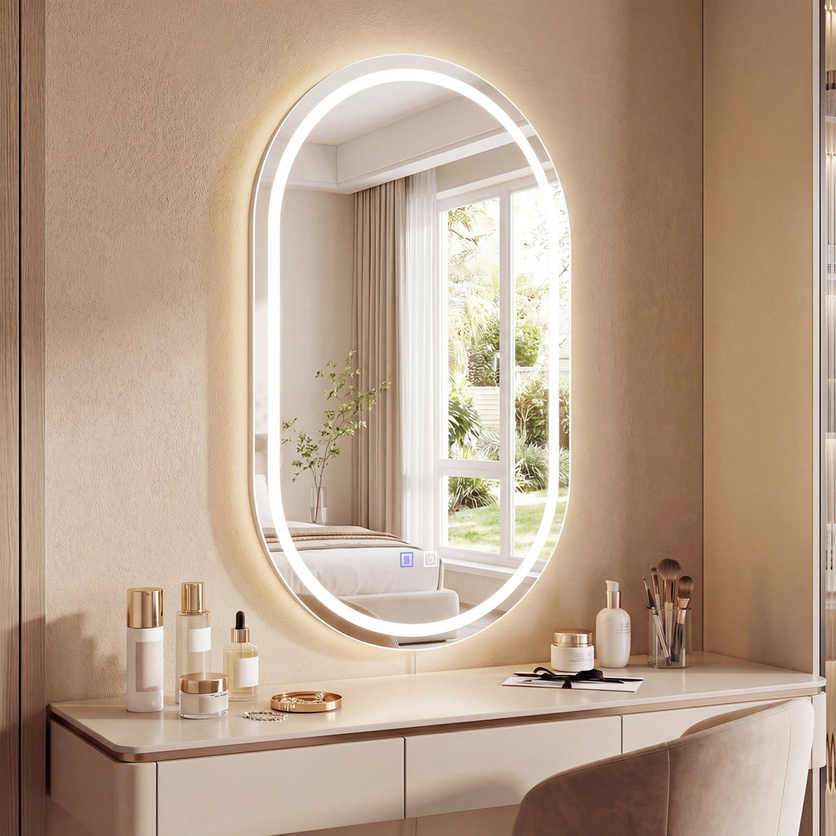 Oval LED Vanity Mirror — 32 × 20