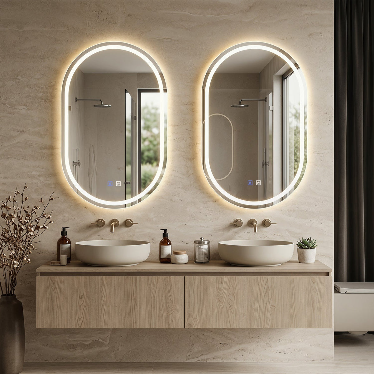 Oval LED Vanity Mirror — 32 × 20