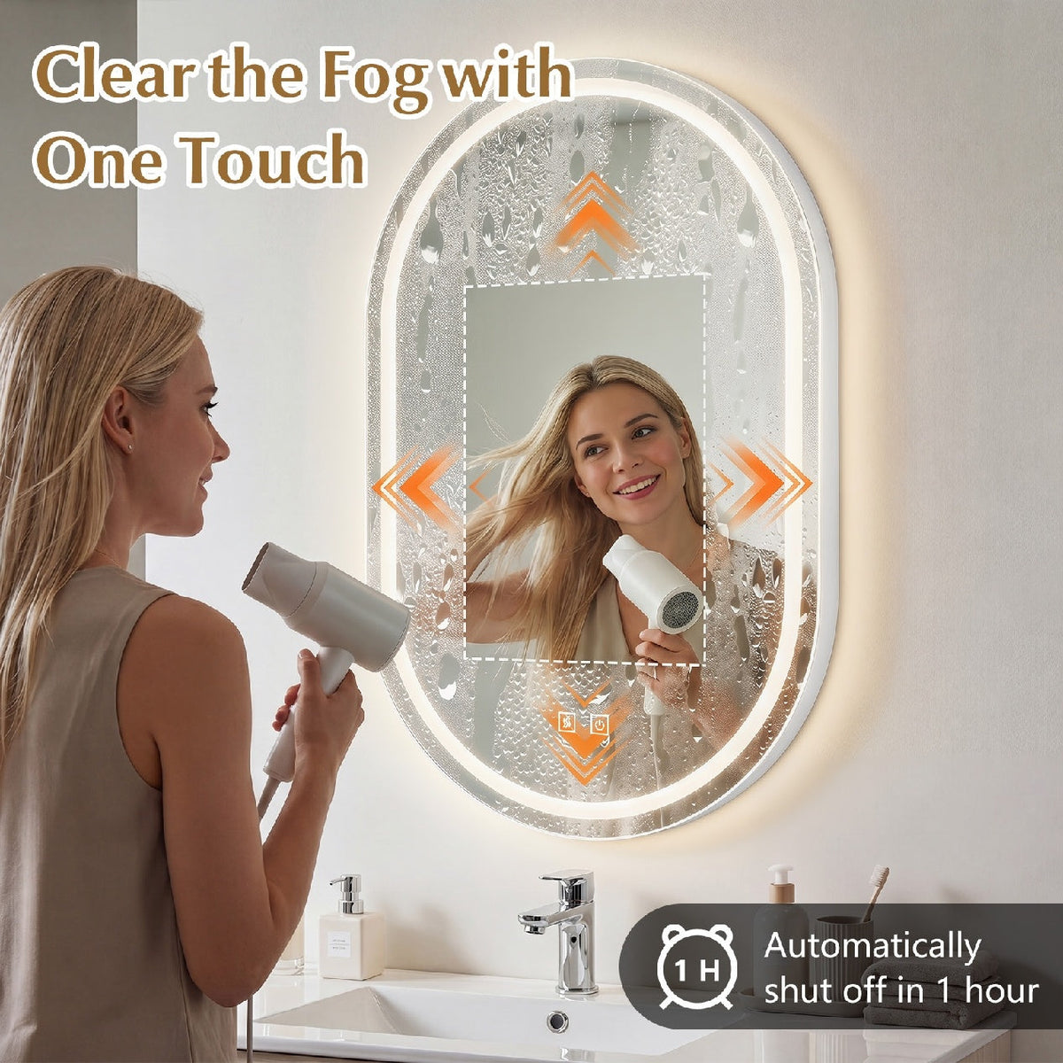 Oval LED Vanity Mirror — 32 × 20