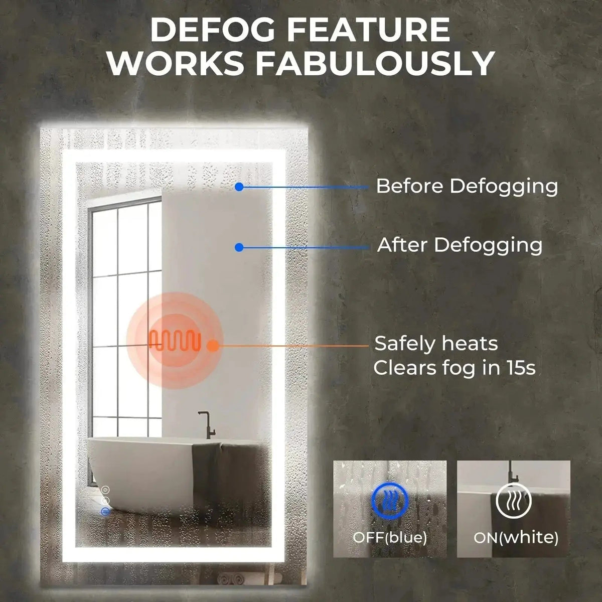 Center Glow LED Mirror — 20 × 28