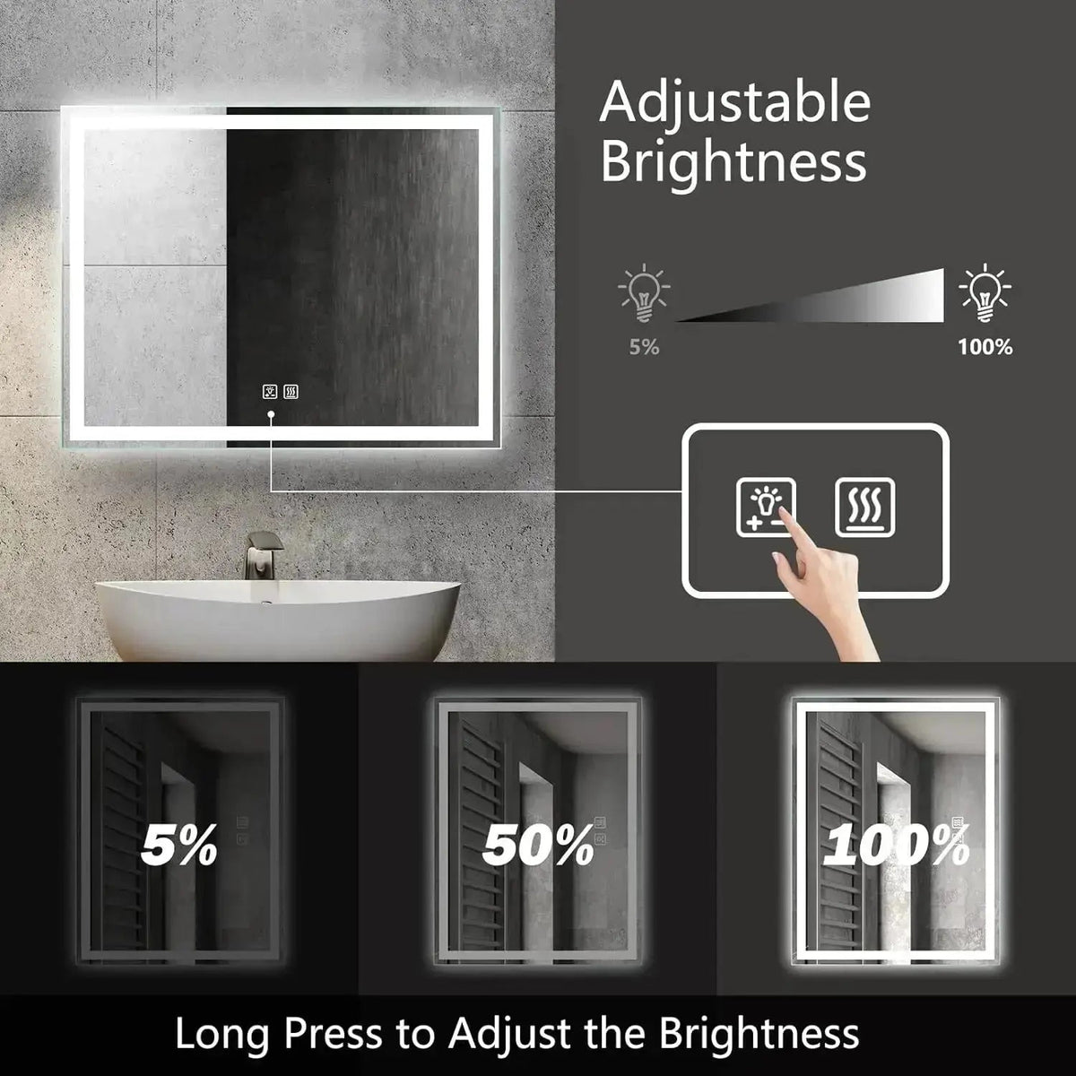 Center Glow LED Mirror — 20 × 28