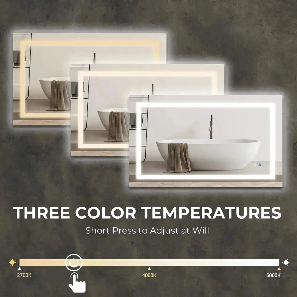 Center Glow LED Mirror — 36 × 24