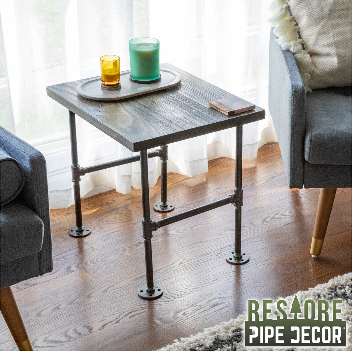 RESTORE Boulder Black Wood Side Table