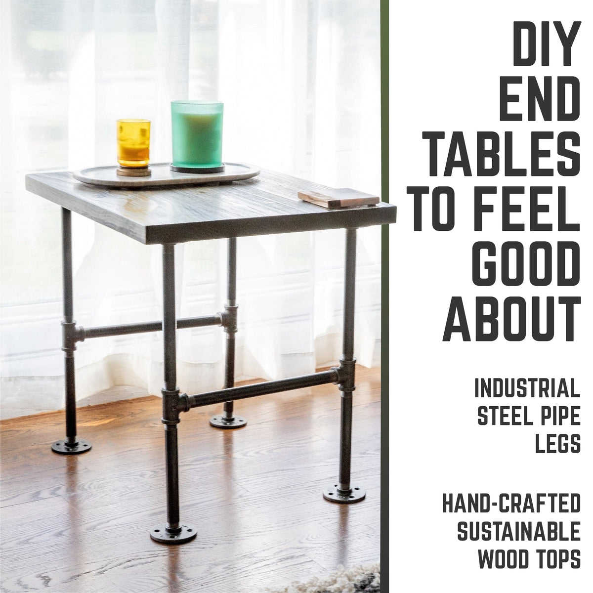 RESTORE Boulder Black Wood Side Table