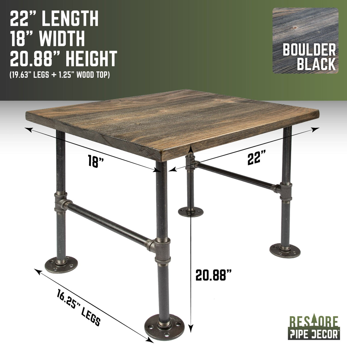 RESTORE Boulder Black Wood Side Table