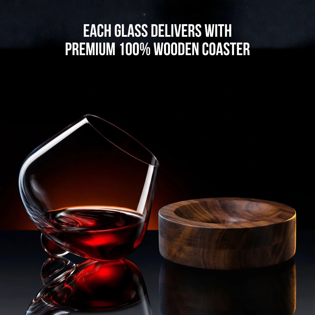 Kami Rotating Crystal Wine Glasses & Coasters
