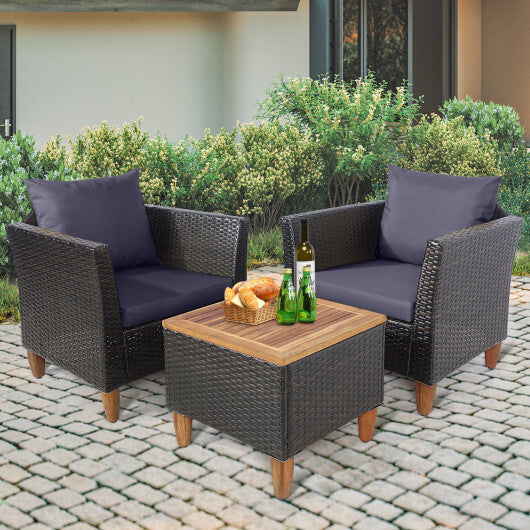Three-Piece Wicker Patio Set — Gray