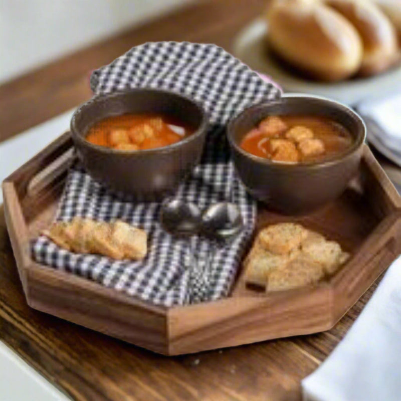 Octagonal Acacia Serving Tray