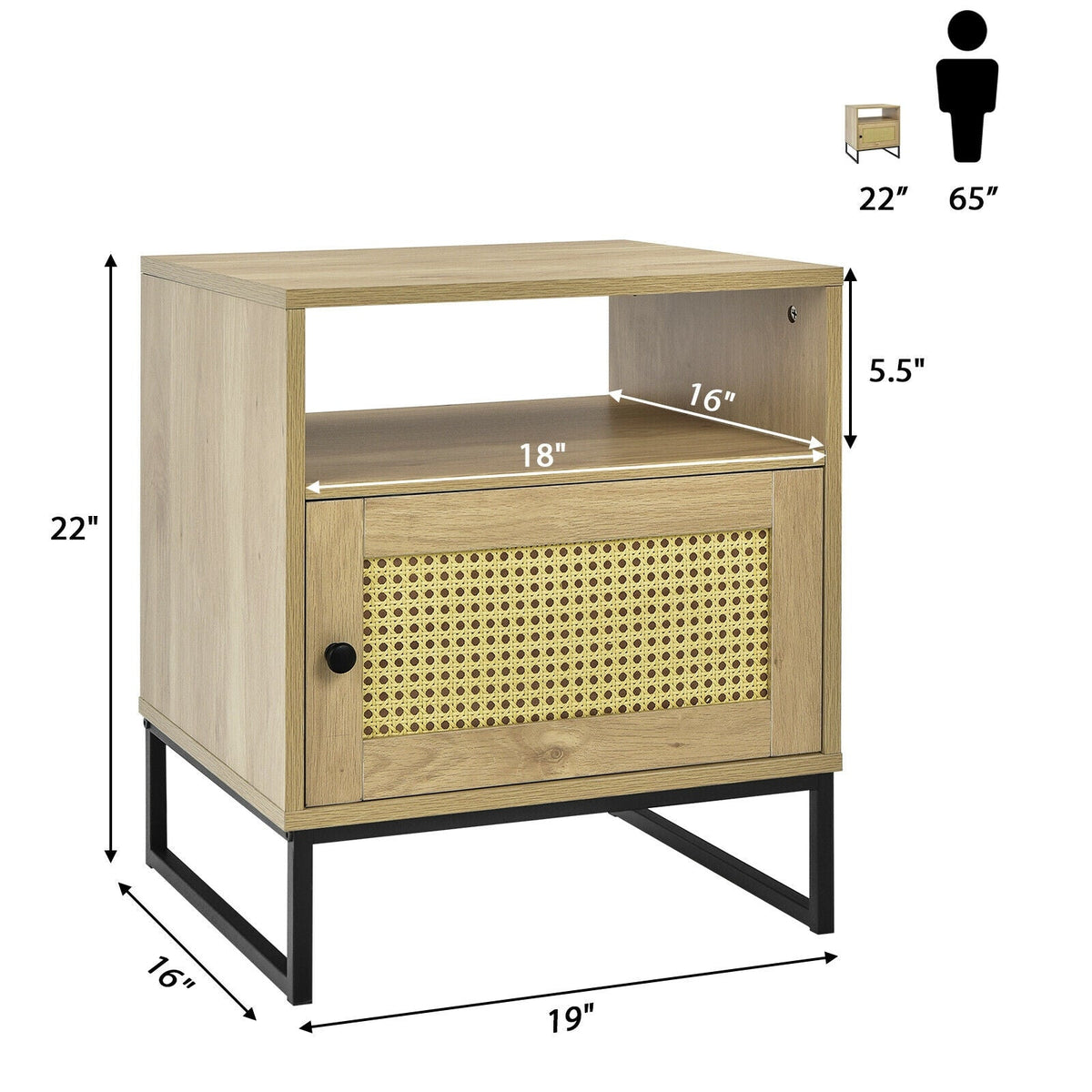 Rattan Door Side Table — Natural