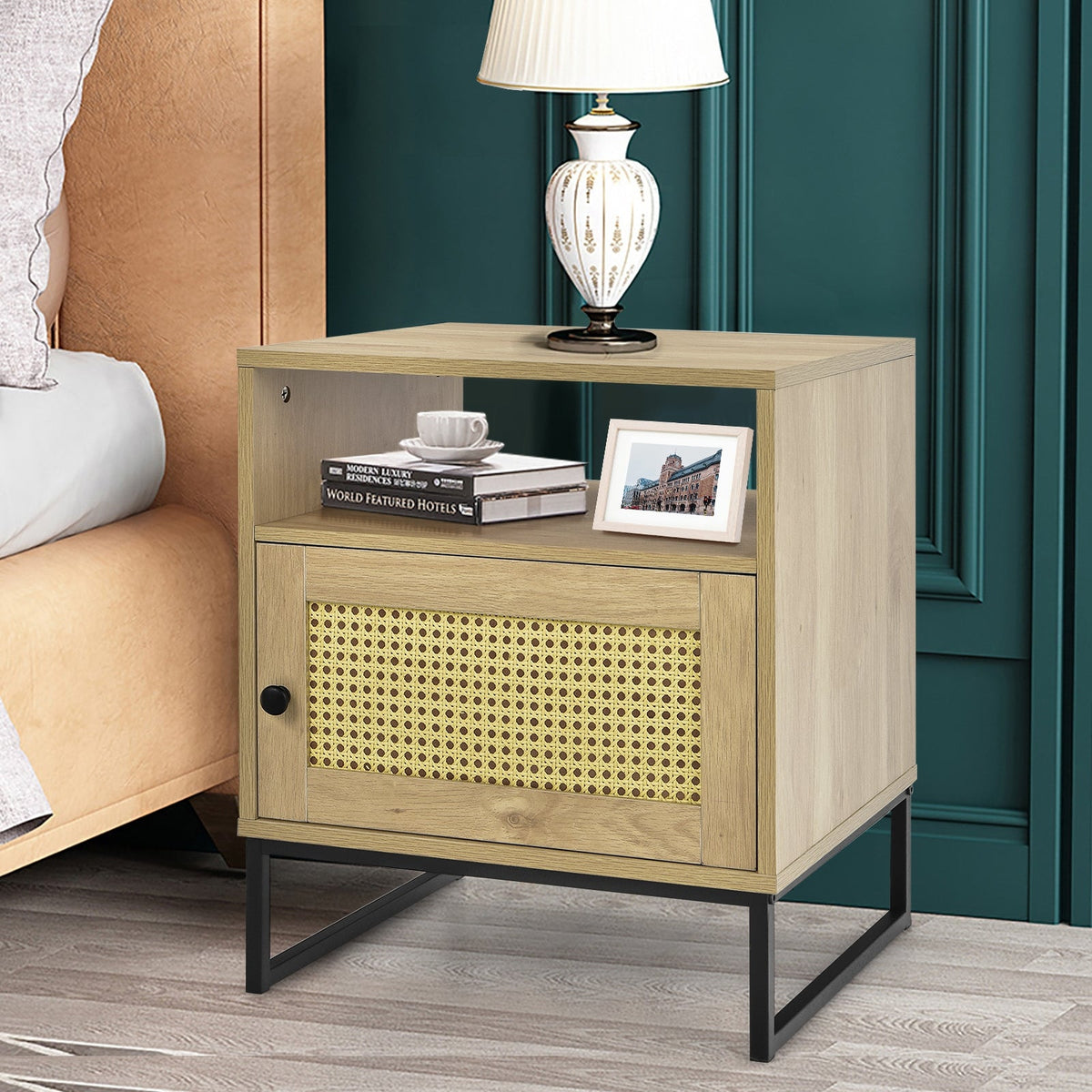 Rattan Door Side Table — Natural