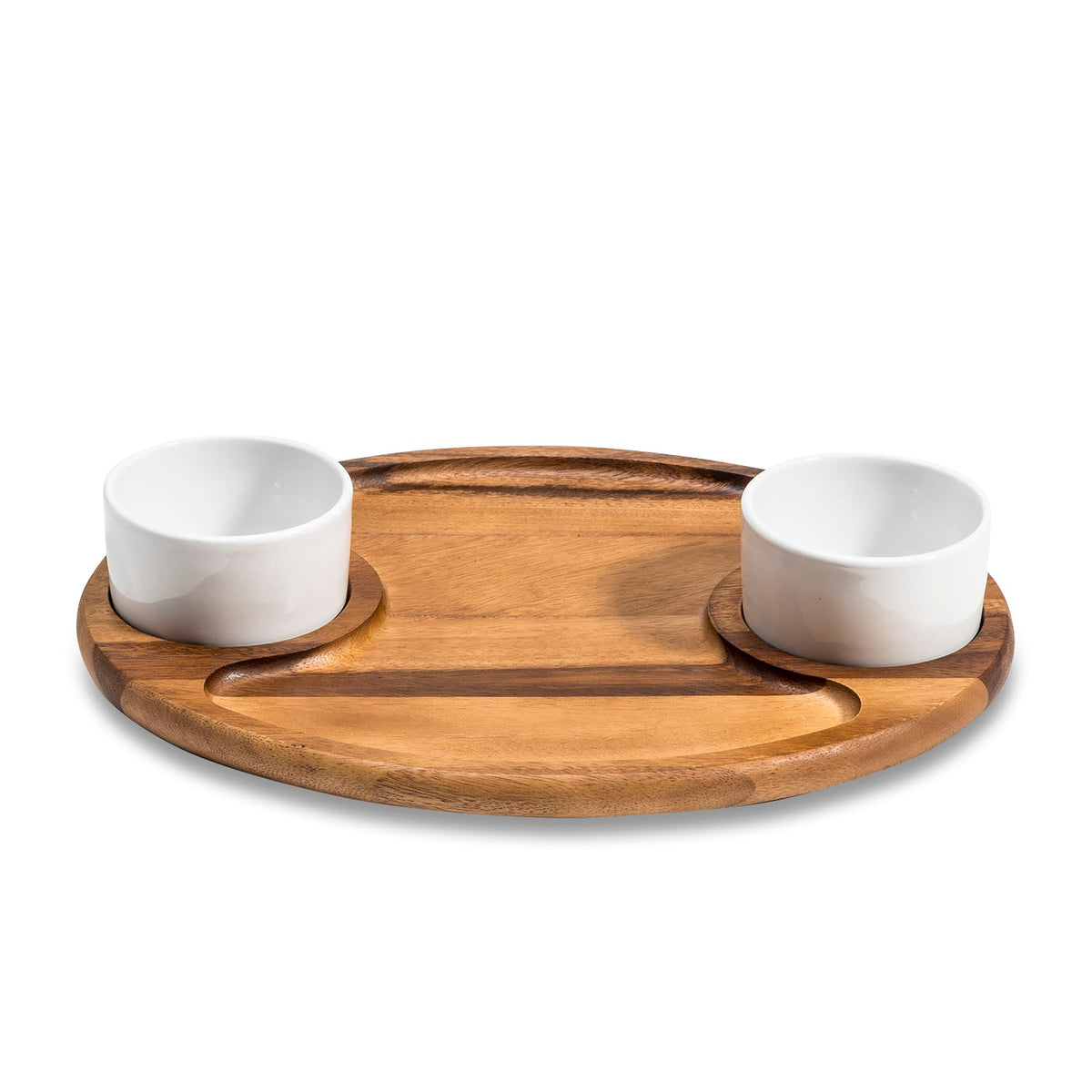 Acacia Serving Board with Lidded Bowls