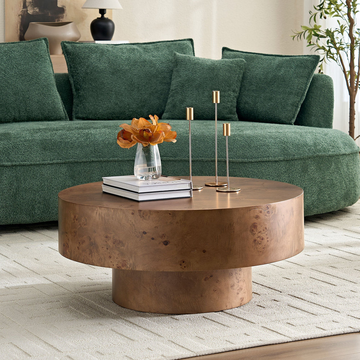 Walnut Burl Pedestal Coffee Table