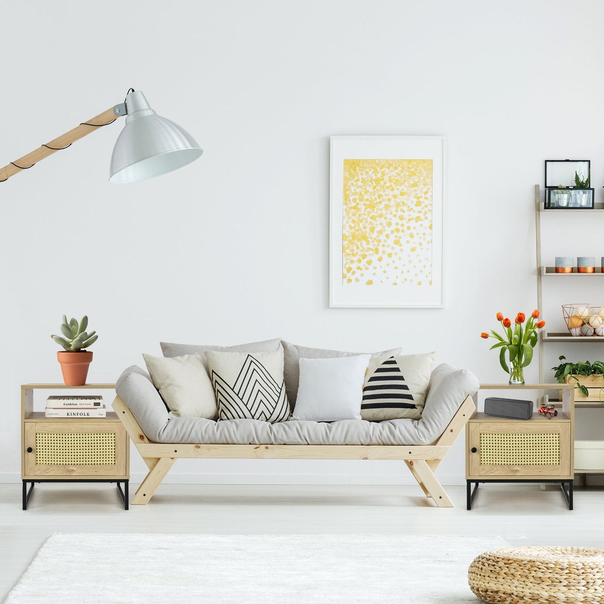 Rattan Door Side Table — Natural