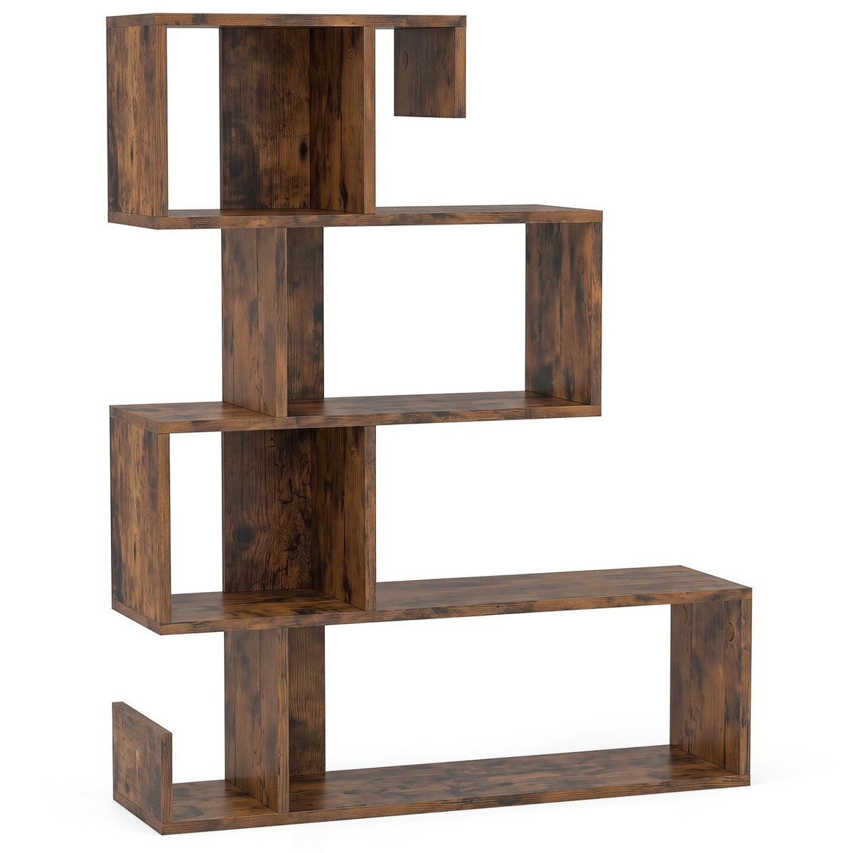 S-Shape Cube Bookcase — Rustic Brown