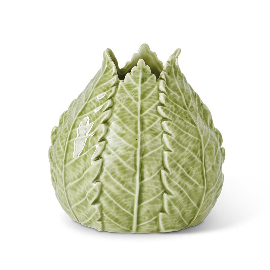 Green Ceramic Leaf Vase — 5 Inch