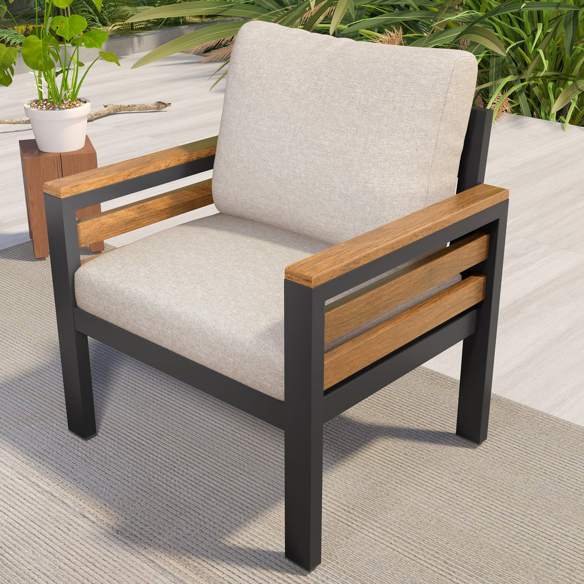 Acacia Accent Outdoor Sofa Set — Four Pieces