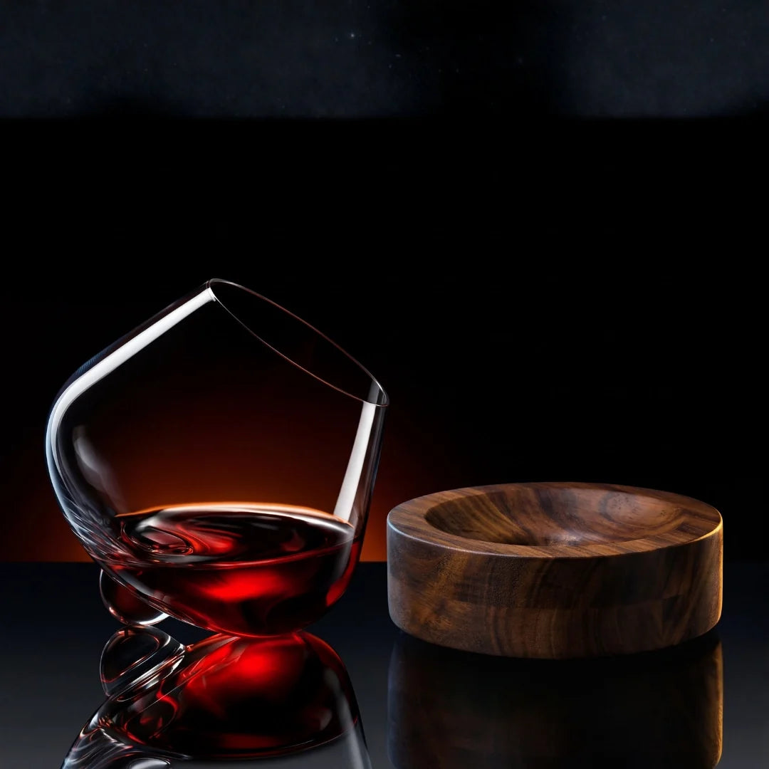 Kami Rotating Crystal Wine Glasses & Coasters