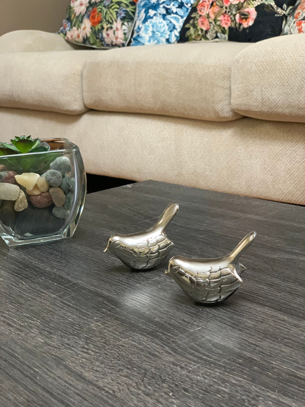 Silver Rustic Bird Figurine