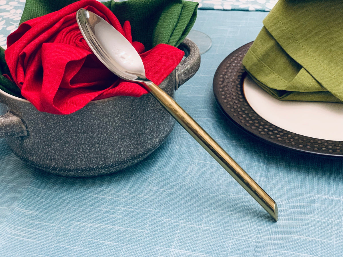 Gold Hammered-Handle Tablespoons — Set of Six