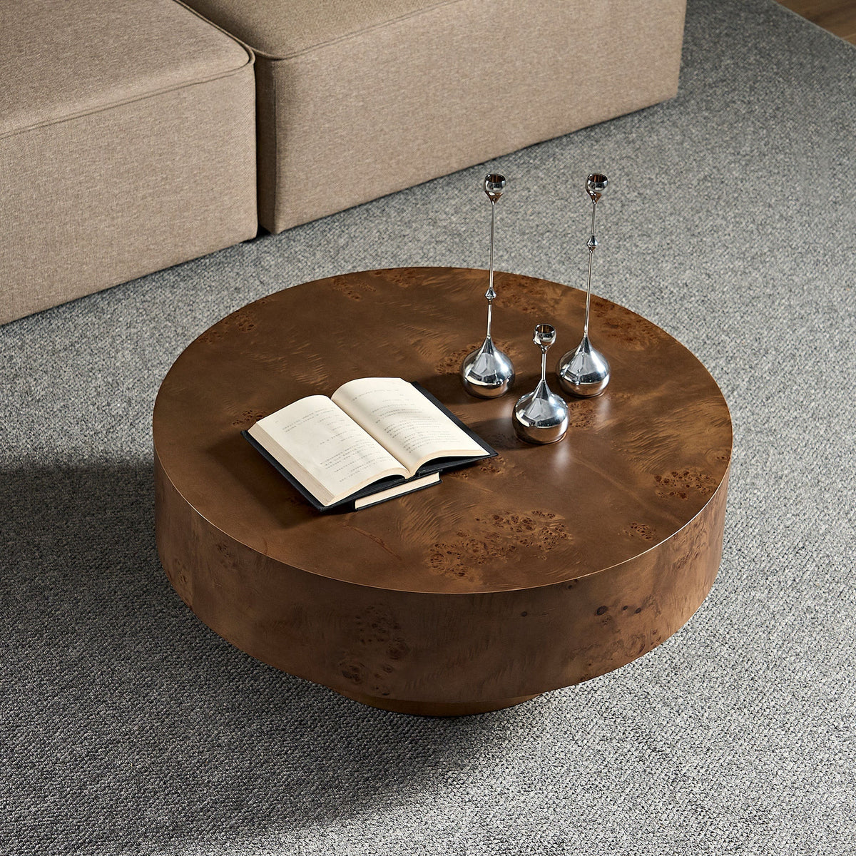 Walnut Burl Pedestal Coffee Table