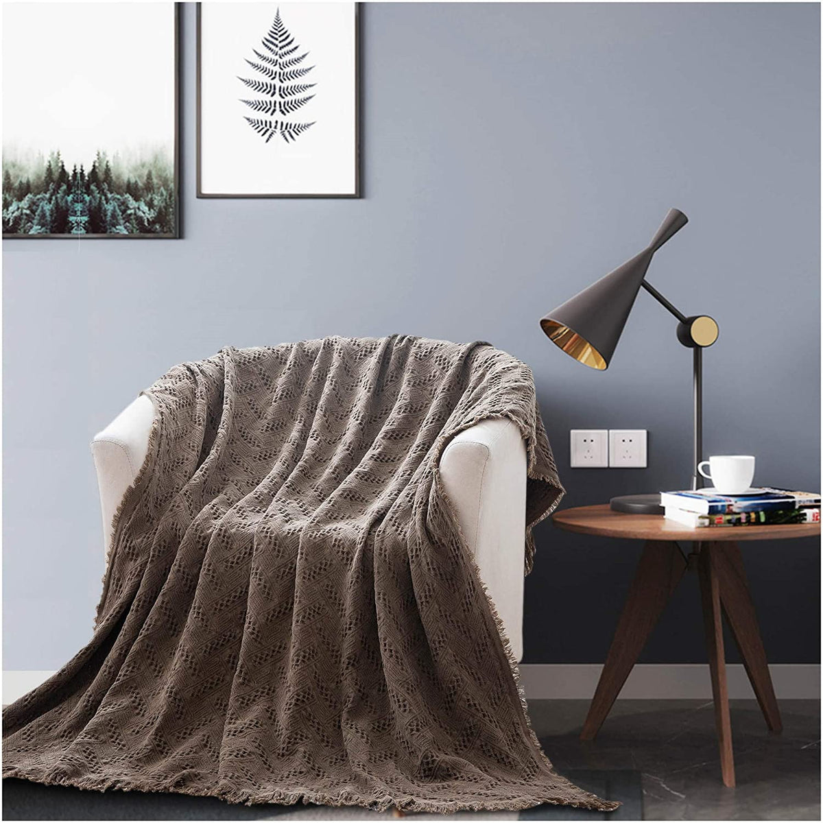 Kasentex Cotton Knit Throw — Walnut Brown