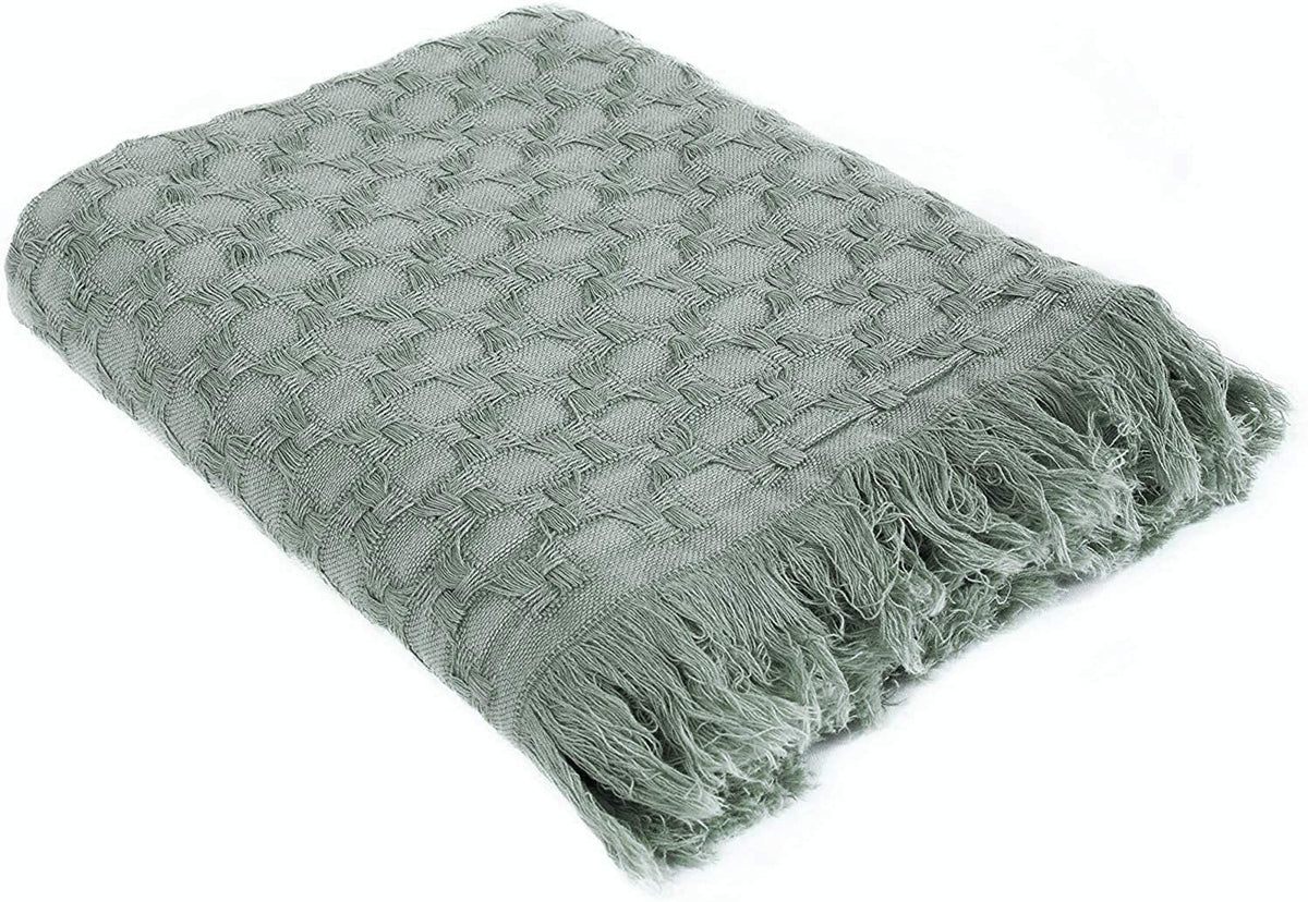 Kasentex Cotton Knit Throw — Peacock Green