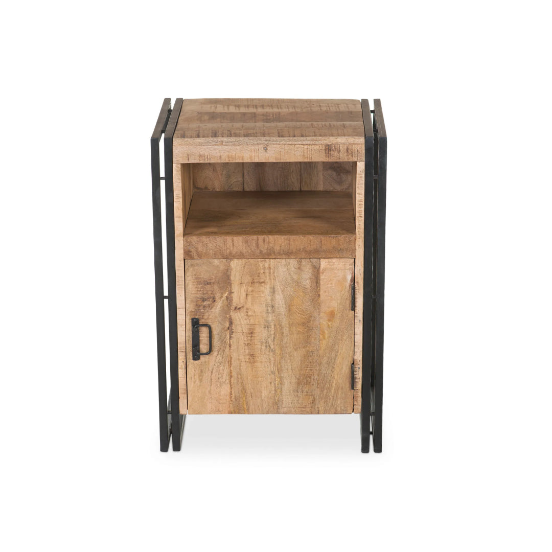 Reclaimed Mango Wood & Iron Side Table