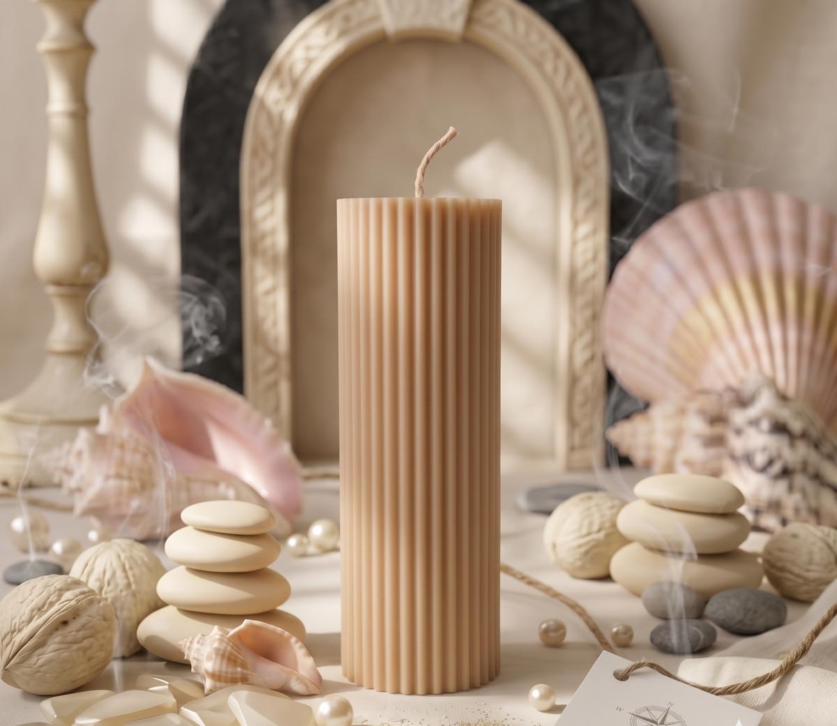 Ribbed Soy Wax Candle — Almond / Black Ice