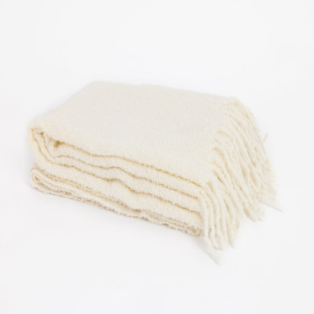 Ivory Alpaca Bouclé Throw