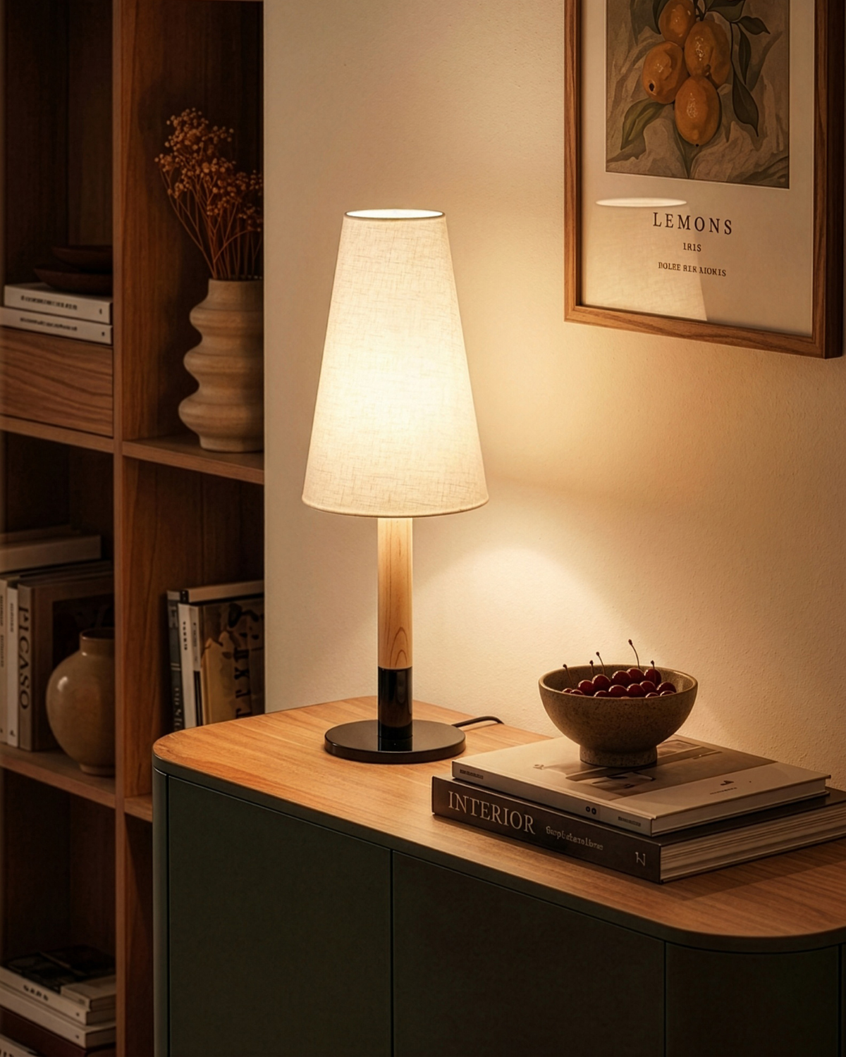 Arthur Oak & Linen Table Lamp