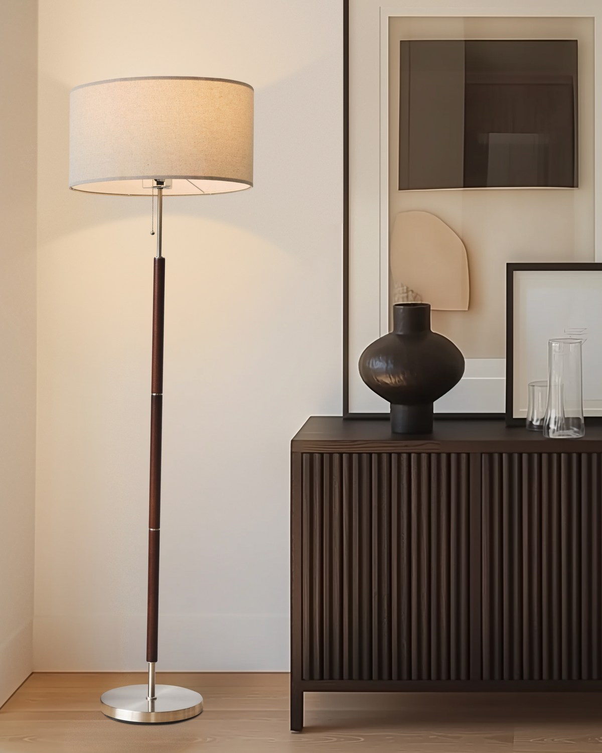 Carter Wood & Linen Floor Lamp