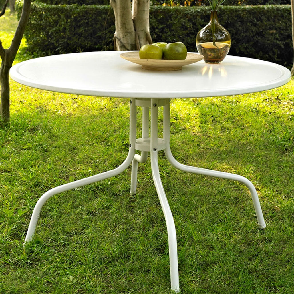 White Round Metal Patio Table — 40 Inch