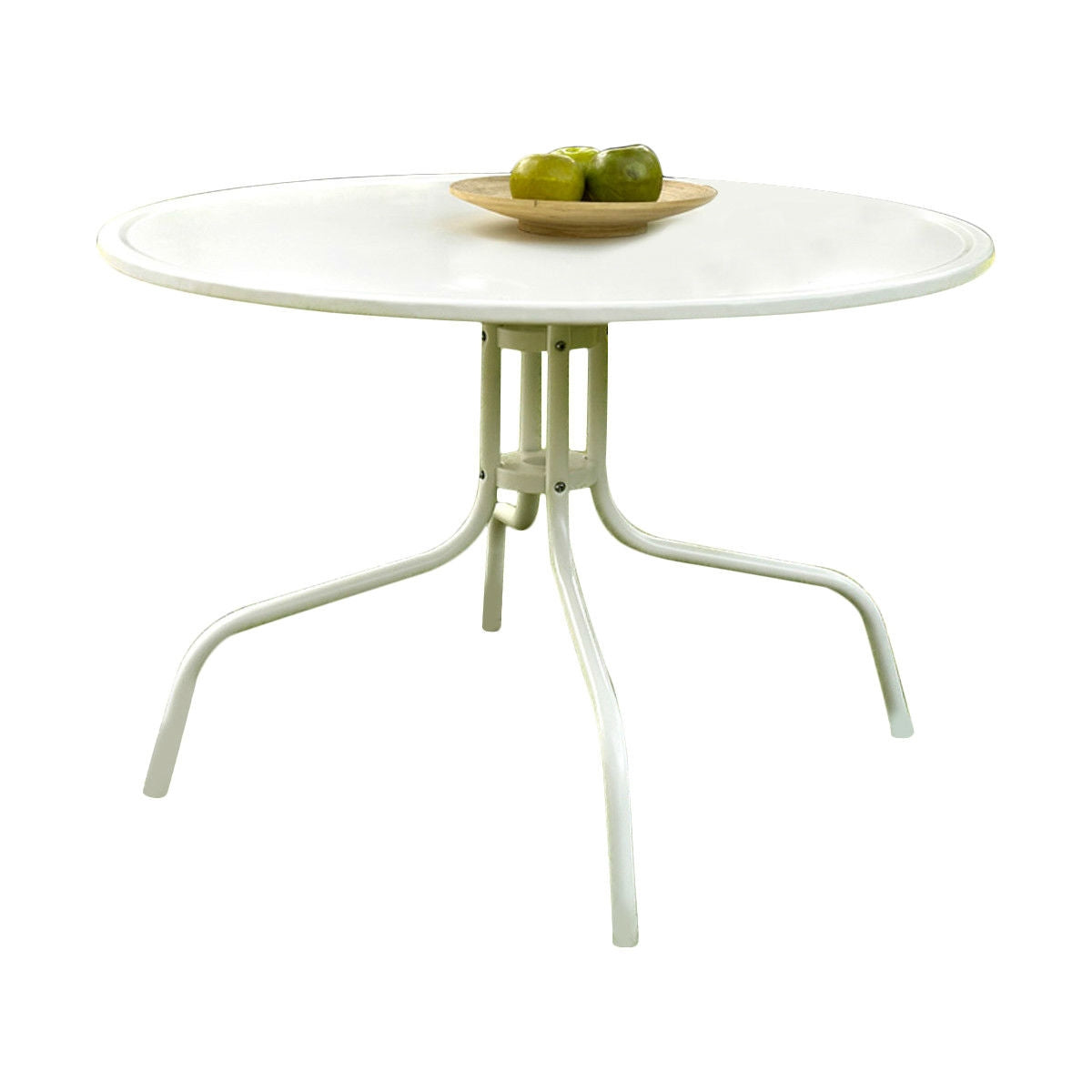 White Round Metal Patio Table — 40 Inch