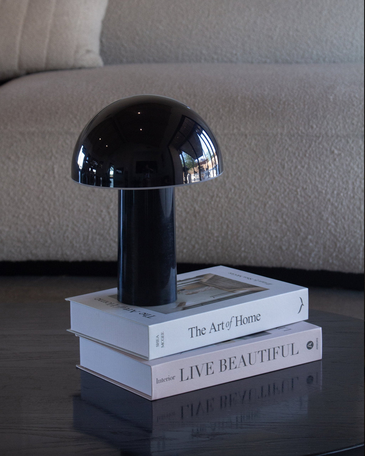 Celia Cordless Mushroom Lamp — Black
