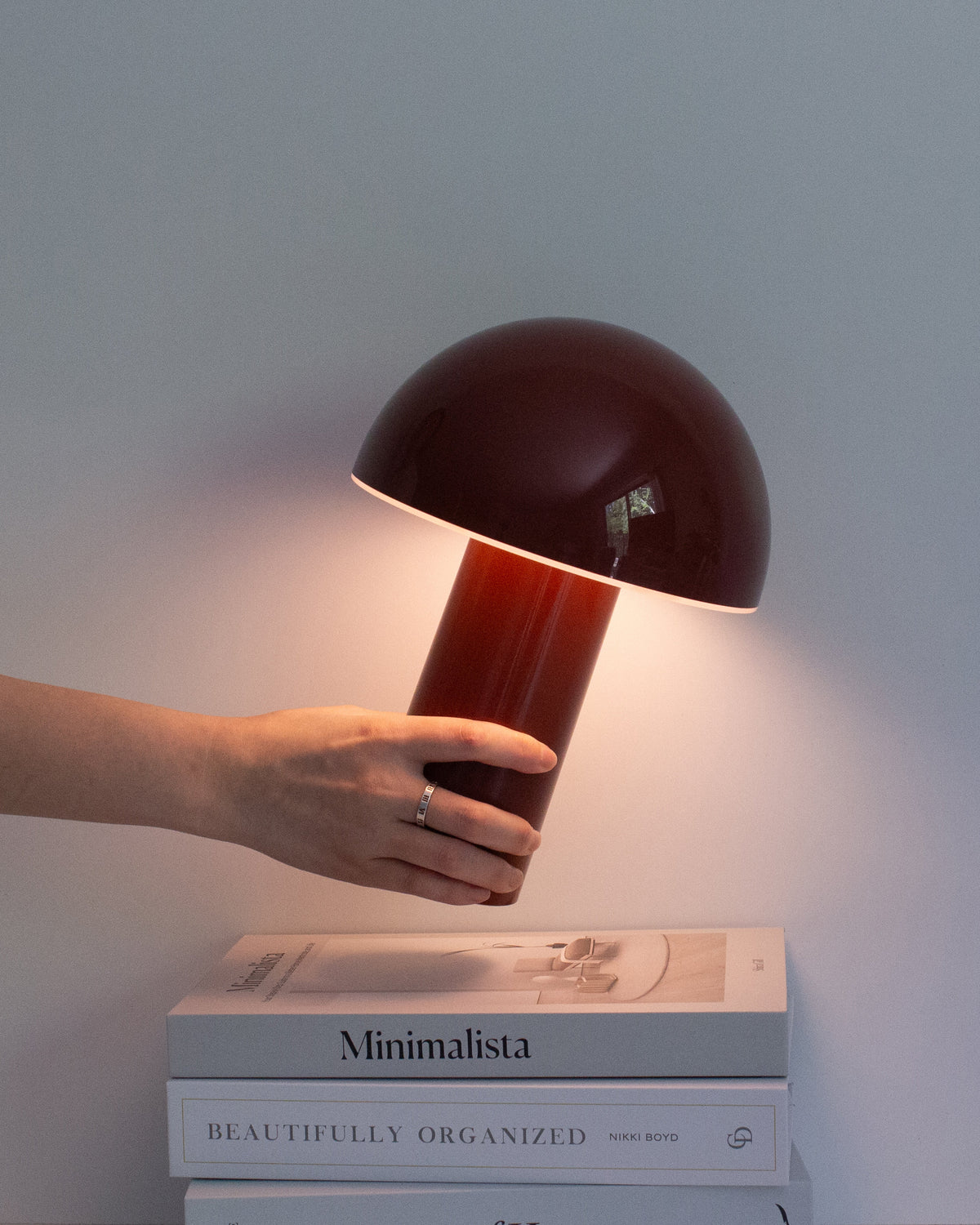 Celia Cordless Mushroom Lamp — Red